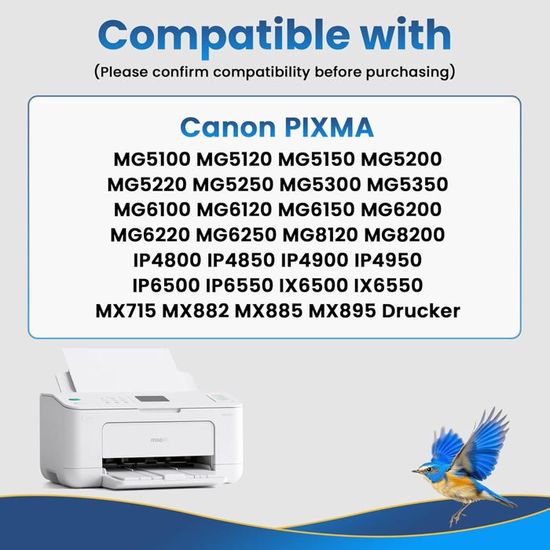Cartouches D'encre Compatibles Canon PGI-525 CLI-526 - Lot 10 Cartouches (PGBK, Noir, Cyan, Magenta, Jaune) - Pour Pixma, MG, MX, IP Series