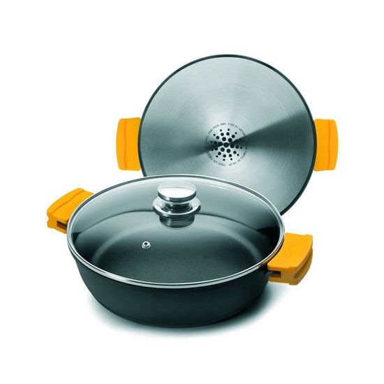 Sauteuse Evolution IBILI En Fonte D'aluminium 36cm - Couvercle Verre, Poignées Silicone, Induction