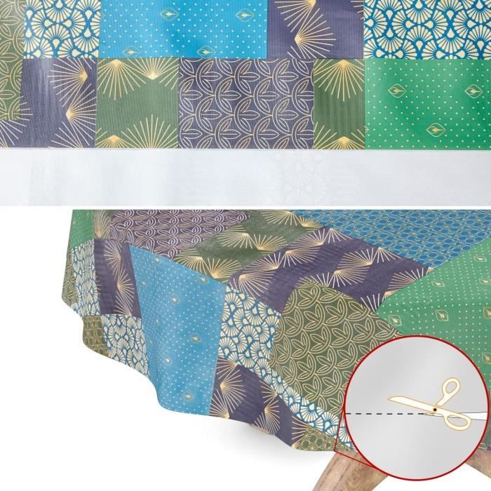Nappe Lavable Au Mètre 200 X 140 Cm (Bord Coupé) En Pois Bleu Glacier - 2