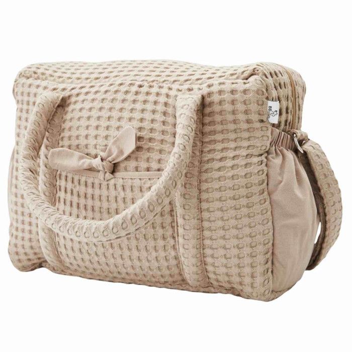Sac à langer en coton gaufré 28 x 42 cm Beige Cdiscount