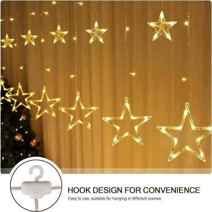 Guirlande Lumineuse LED Étoiles - 50 LEDs, 8 Modes, Télécommande, USB, Dimmable, Blanc Chaud