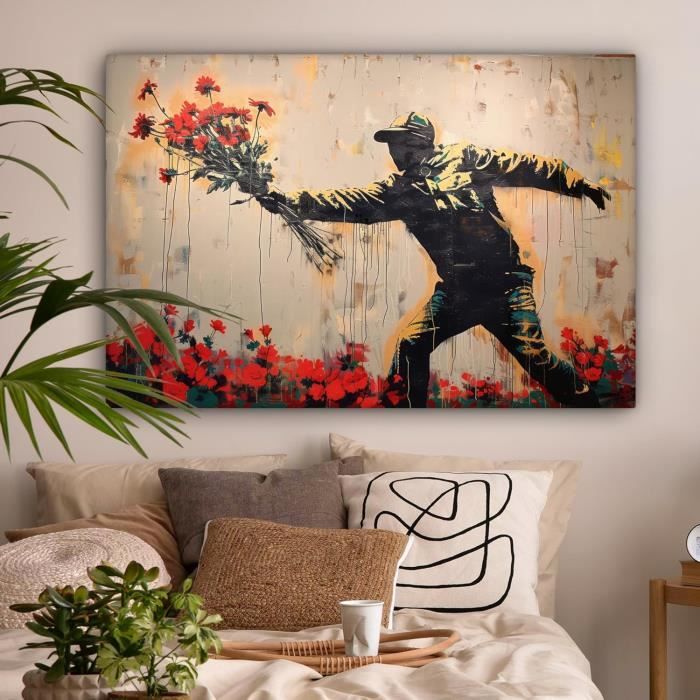 Tableau Sur Toile 120x80 Cm - Portrait Femme Or Luxe Bleu - Décoration Murale Moderne MuchoWow