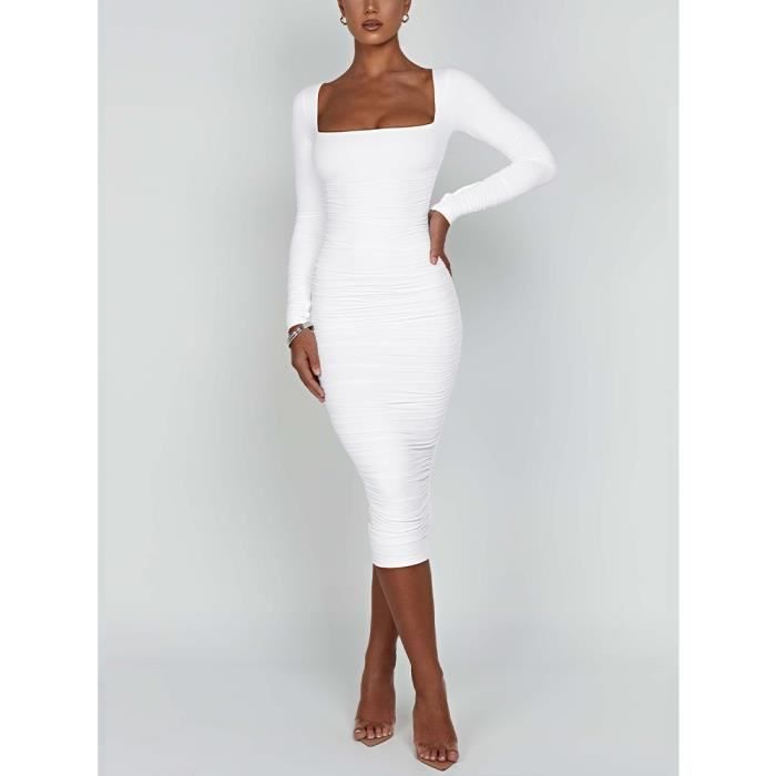 Robe,Robe de Soirée Sexy à Manches sulfet Col Carré pour Femme,Tenue ...