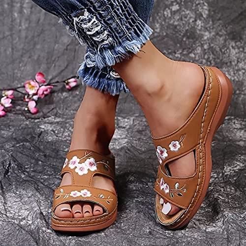 Sandales Femme t Confortable l gantes Pied Large Cuir Bleu