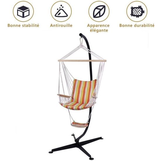 Support De Chaise Suspendue DREAMADE à Trépied - Cadre Métallique Robuste 200kg Avec Chaîne, Parfait Pour Hamac Et Balançoire Intérieur/Extérieur