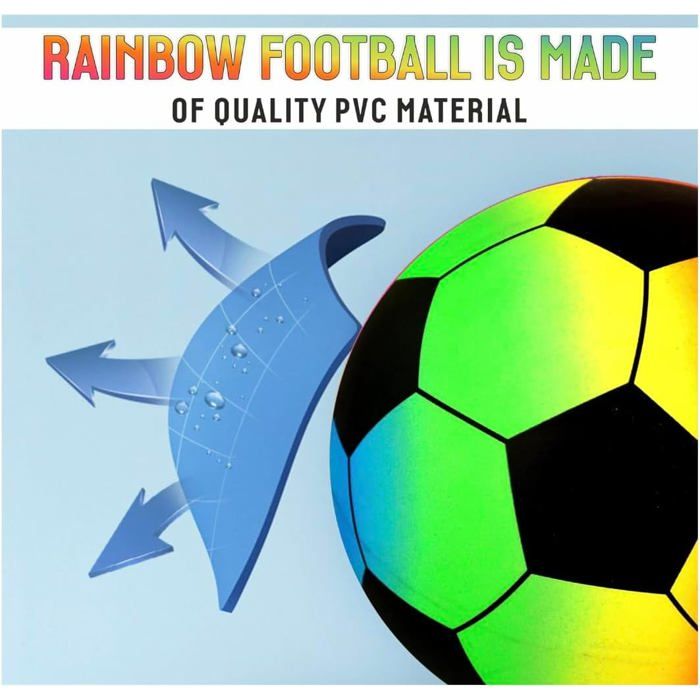Mondo Ballon de Football Arc-en-Ciel 9 Pouces Ballon de Plage, Ballon en PVC de Football Boules Souples pour intérieur et extérieur Enfants, Jeu de Piscine (9 Pouces