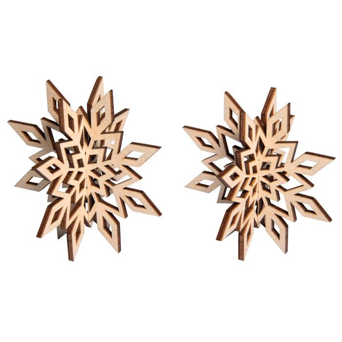 24 PCS FLOCONS De Neige En Bois Rustique Ornements Faits À La Main EUR 15,98 - FR