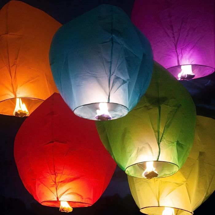 Lot De 10 Lanternes Chinoises, Biodégradables, Montgolfière Volant, Ballon  Aérien, Ciel, Fête Sky Lantern (Rouge)[N240] - Cdiscount Maison