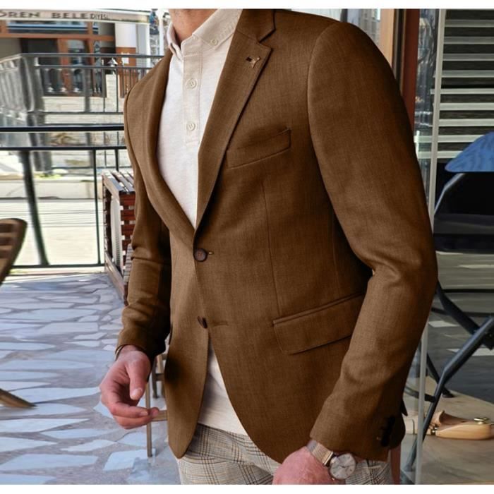 Blazer homme classique veste costume col tailleur manches longues