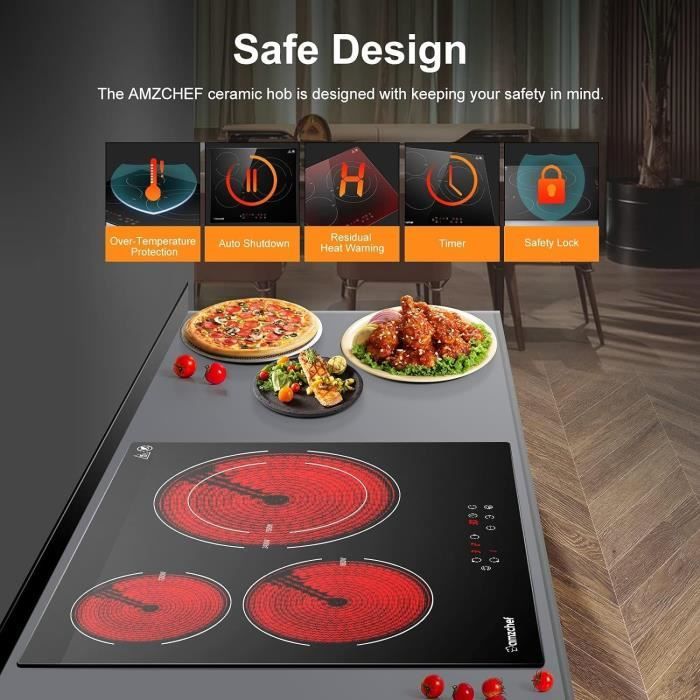 VBGK Plaque Vitrocéramique 220V 2000W - Plaque De Cuisson 1 Feu Tactile Avec Minuteur