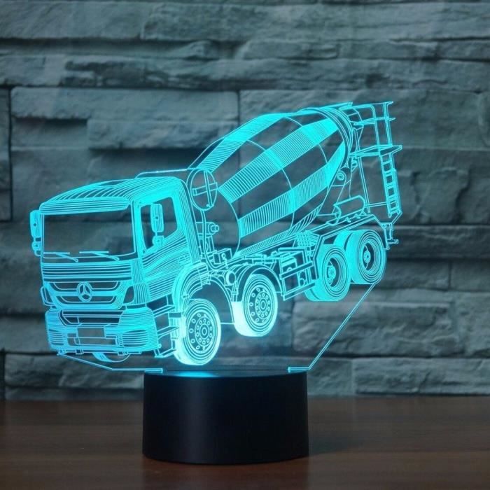 Tête De Camion 3D Coloré Nuit Lumière Led Lampe De Table Deux Couleurs  Tactile Interrupteur Bouton Illusion Lampe Lampe EX594128 - Cdiscount Maison