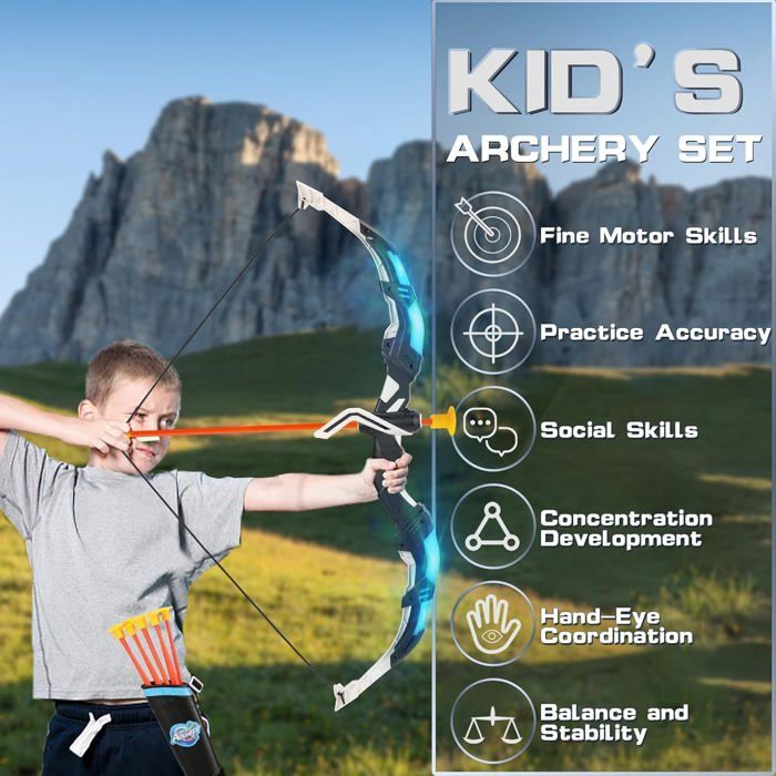 Ensemble de tir à l'arc - OTBACT - Enfants - 1 cible - 2 arcs - 20 flèches ventouse - Jeux - Jouets