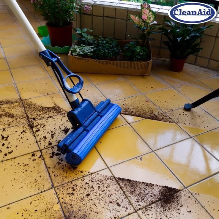OneTouch Easy Floor Mop Serpilliere en eponge avec Manche telescopique essoreuse integree et eponge PVA hautement absorbant 111 Cdiscount Maison