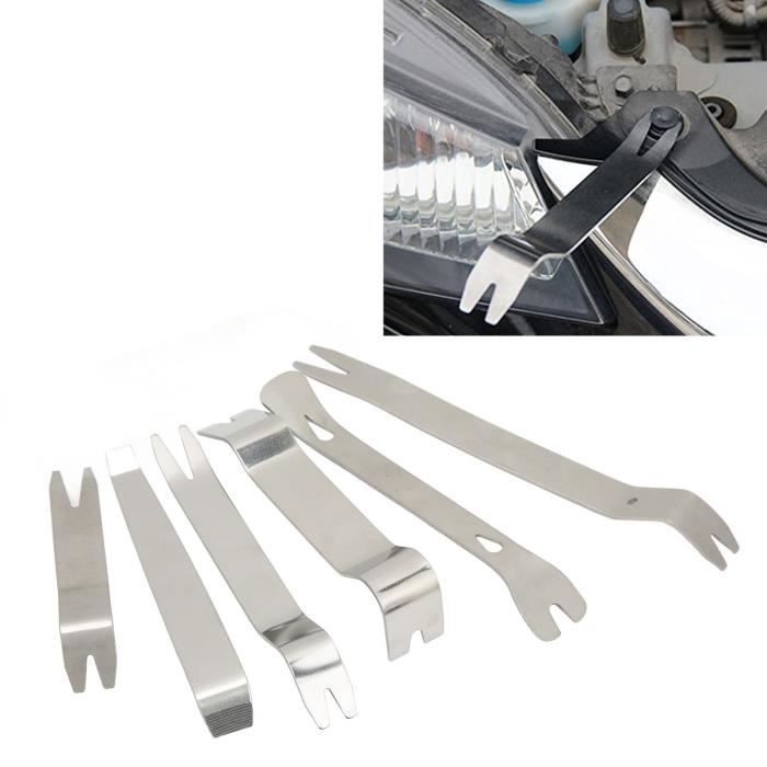 6 pièces Kit d'outils de suppression de garniture de voiture en acier  inoxydable universel Clip outils de levier pour porte fenêtre