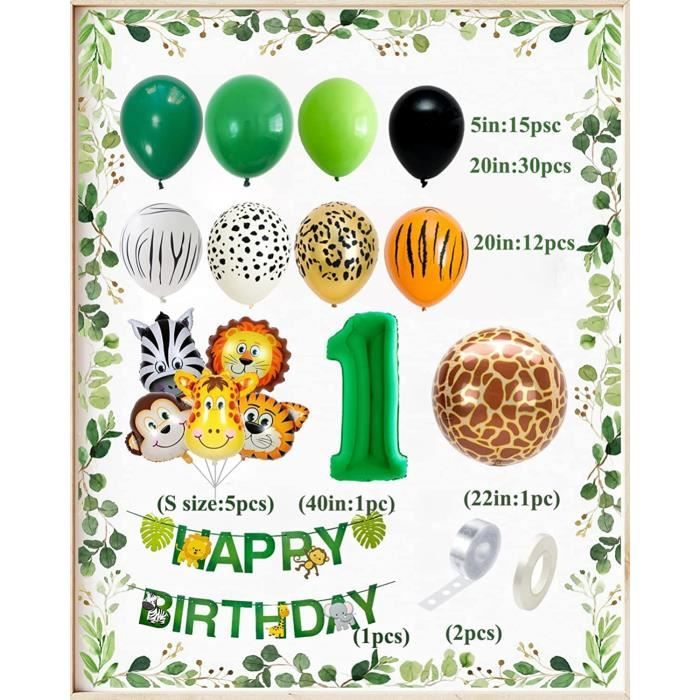 Jungle Decoration Anniversaire 5 An Garcon Fille, Deco Anniversaire De Fête Avec Ballons Animaux