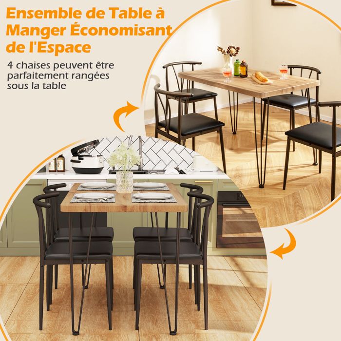 COSTWAY Ensemble de Table à Manger 4 Pièces, Table avec Banc et 2 Tabourets pour 4 Personnes, Structure en Métal Antirouille, pour Cuisine, Restaurant, Bar (Marron Rustique COSTWAY Ensemble de Table à Manger 4 Pièces, Table avec Banc et 2 Tabourets pour 4 Personnes, Structure en Métal Antirouille, pour Cuisine, Restaurant, Bar (Marron Rustique