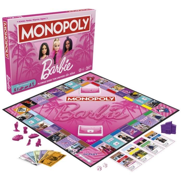 Monopoly : édition Barbie, jeu de plateau pour 2 à 6 joueurs, jeux pour la  famille, à partir de 8 ans - Cdiscount Jeux - Jouets