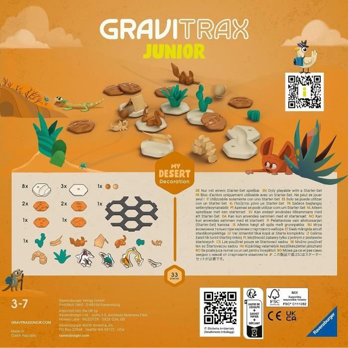 Ravensburger GraviTrax Junior – Set Extension Desert (33 Pièces) – Circuit De Billes – Dès 3 Ans