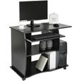 Bureau informatique - Table d'ordinateur - Noir - Style Moderne et Minimaliste-0