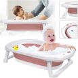 LZQ Baignoire pour bébé - Pliable - Avec trou de drainage -Portable - Convient pour les bébés de 0 à 8 ans - Rose-0