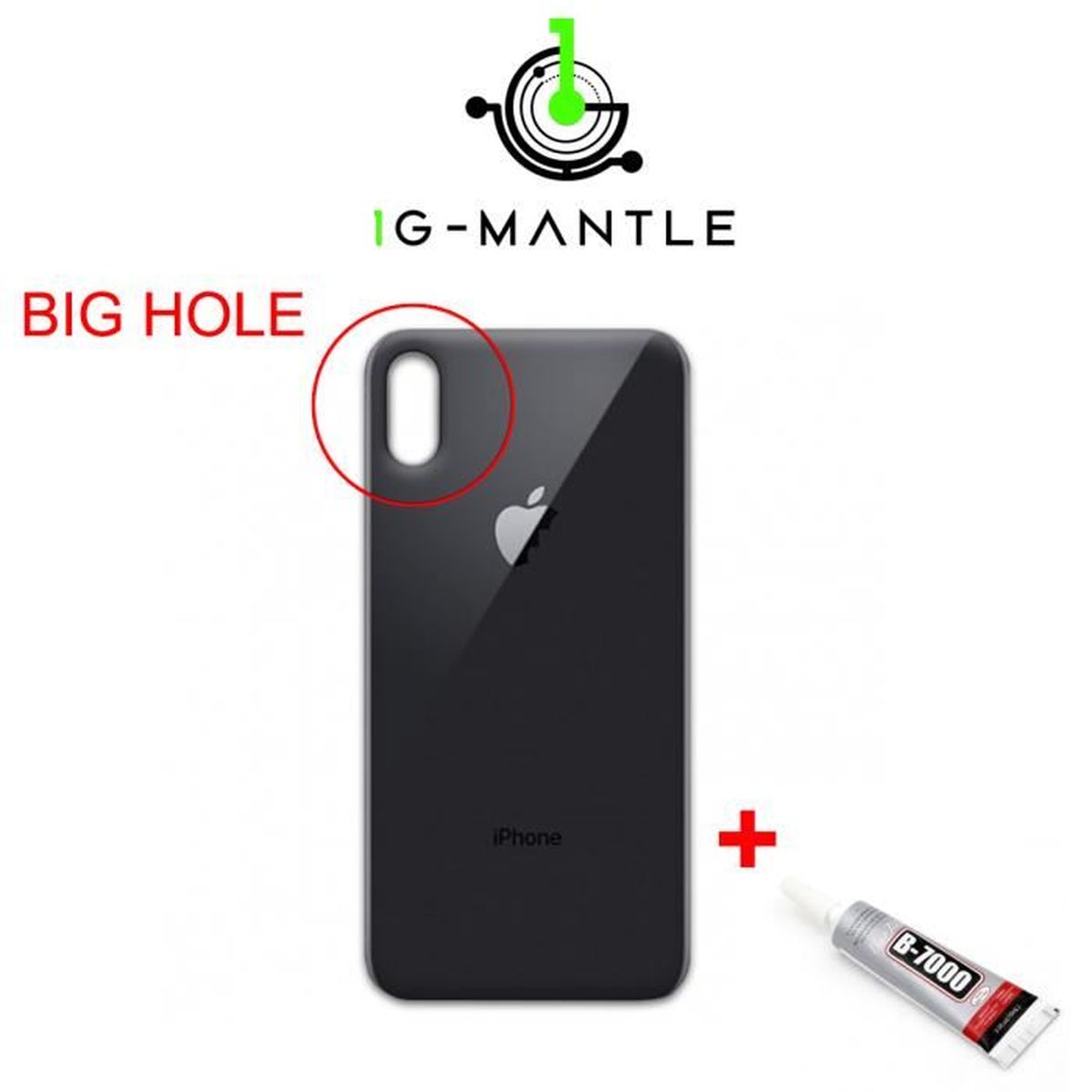 Vitre Arriere Dos En Verre Iphone X Gris Sideral Noir Big Hole Cdiscount Telephonie