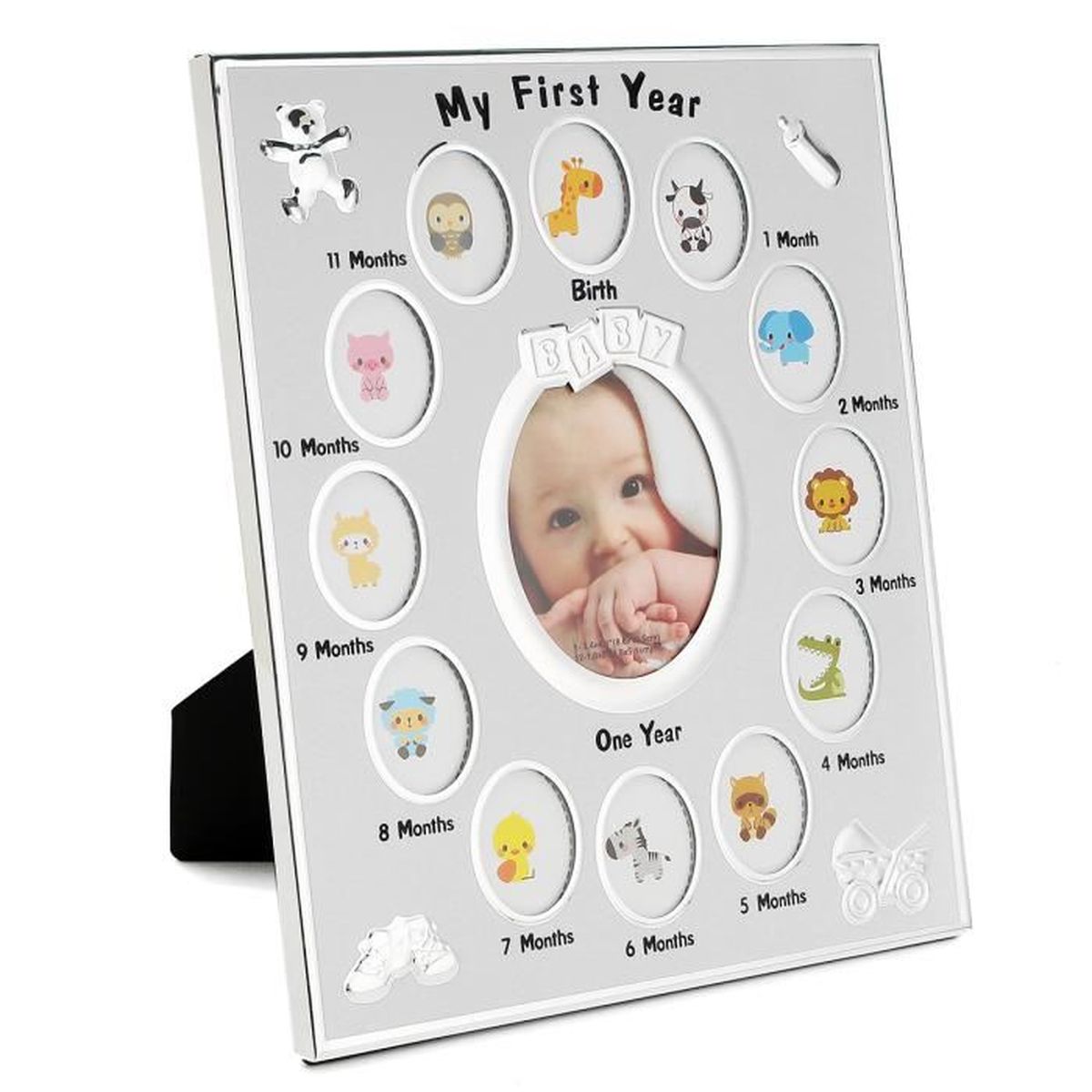 Cadre Photo Bebe Ma Premiere Annee Enfant 12 Mois Naissance Decoration Cadeau Blanc Cdiscount Maison