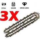 FOLAYA Lot de 3 Chaînes de Tronçonneuse pour Guide-Chaîne de 16" (40 cm), 57 Maillons d'Entraînement, Faible Rebond