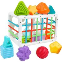 Bébé Jouet 6 Mois, Jeux Montessori Bébé Eveil - Cube Empilables d'activité Bébé，Jeux de tri de Formes 14 Pièces Jeux Fille Garçon