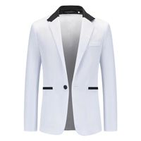 Nouveau costume décontracté pour hommes multicolore veste à manches longues mince à boutonnage simple Blanc