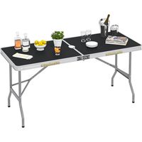 WOLTU Table de Pique-Nique, Table Pliante Valise, Table de Camping en MDF et Acier, 150x60x69,5cm, Noir