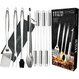 USTENSILE RXThome Lot de 11 ustensiles pour barbecue, kit d'accessoires en acier inoxydable, grill, set d'outils : spatule, pince, fourche73