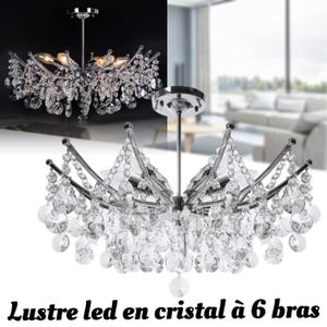 LUSTRE ET SUSPENSION Plafonnier Lustre Cristal Moderne - JIN819 - 6 Bras - Verre et Cristal K9