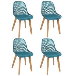 CHAISE LONGUE Chaise longue bleue B.LIVEM - Lot de 4 - Matériau PP - Pour salon et cuisine - Dos creux et respirant