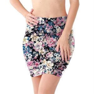 JUPE Mini jupes taille haute pour filles,sexy,motif léopard,pour salle de bain,décontractées,GT,hanches,courtes- pink white flowers