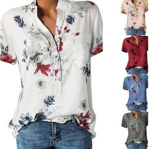 Tee Shirt Femme Grande Taille Col V – Manches 3/4, Imprimé Floral Ou Uni – Blouse élégante Pour L'été – Tailles S à XXXXXL