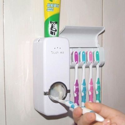 GAESHOW Distributeur Automatique Dentifrice + Porte Brosse à Dents Mural - Set 4 Emplacements