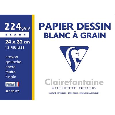 Clairefontaine Bloc Papier Ingres Pastel 30x40cm - 25 Feuilles 130g Vergé Blanc