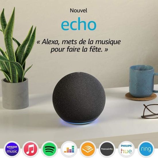 Enceinte connectée Amazon Echo Dot (4e génération) - Son premium - Hub connecté - Alexa - Anthracite