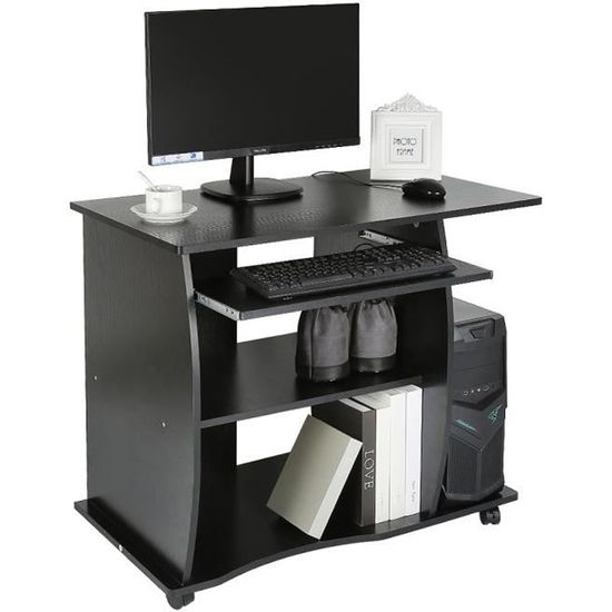 Bureau informatique - Table d'ordinateur - Noir - Style Moderne et Minimaliste