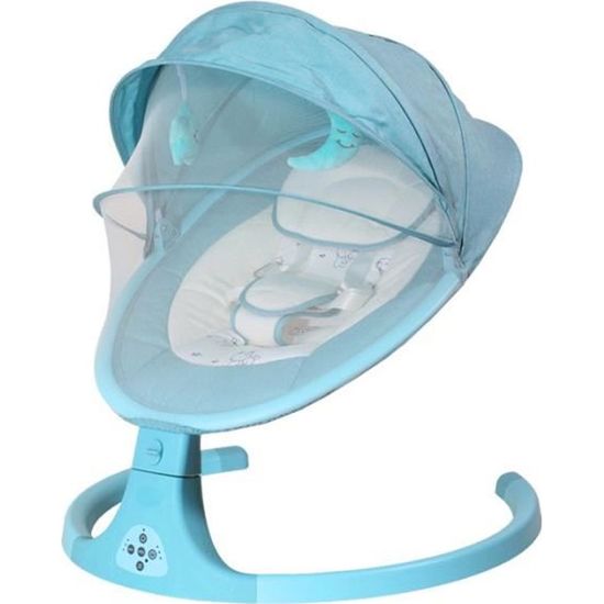 Balancelle Transat bébé électrique Multifonctionnel Vibrant et Musical Bleu 