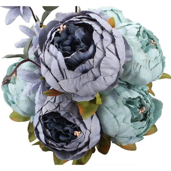 1 Bouquet 9 Têtes De Thé De Pivoine Artificielle, Rose, Fleurs En Soie