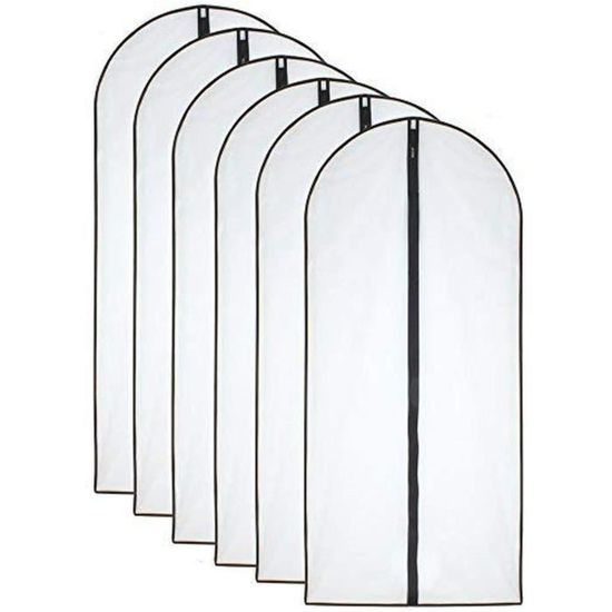 Housses Vêtements Anti-Poussière 60x160cm - Lot De 3 Avec Fenêtre Transparente - Pour Costumes, Manteaux - Zip Protection