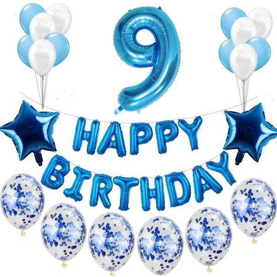 Kit De Decoration D Anniversaire 9 Ans Bleu Pour Garcon Decoration D Anniversaire Garcon Bleu 9 Ans Decoration D Anniversaire 900 Cdiscount Maison