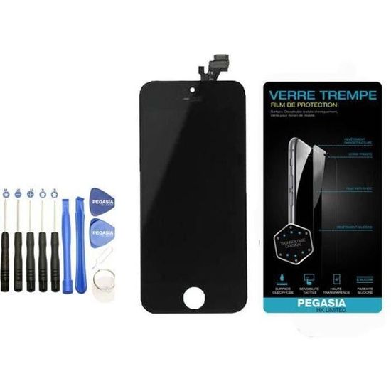 Xlhama Remplacement Écran Complet pour 8 Noir 4,7 avec Outils de Réparation Caméra Frontale Capteur de Proximité Haut-Parleur Feuille Stickers/Adhésif Interne prédécoupés Verre Trempé Tout Assemblé