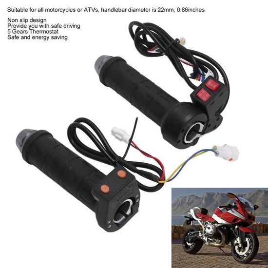 Coussinets De Poignée Chauffants D'hiver 12V, Chauffe-mains Pour Guidon Adaptes A La Poignee Universelle Pour Moto Atv 88621023
