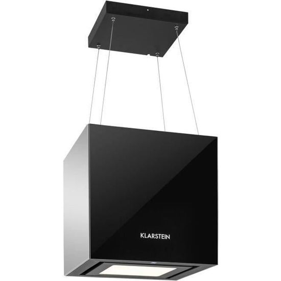 Hotte Aspirante Îlot 90cm Klarstein - 650m³/h - Inox/Verre - 3 Vitesses + LED - Mode Recyclage