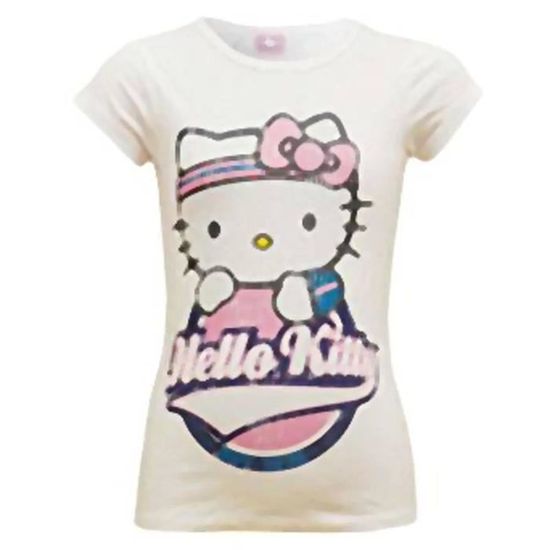 T-shirt Manches Longues Hello Kitty Rose Doré - Taille 5 Ans - Occasion Bon état