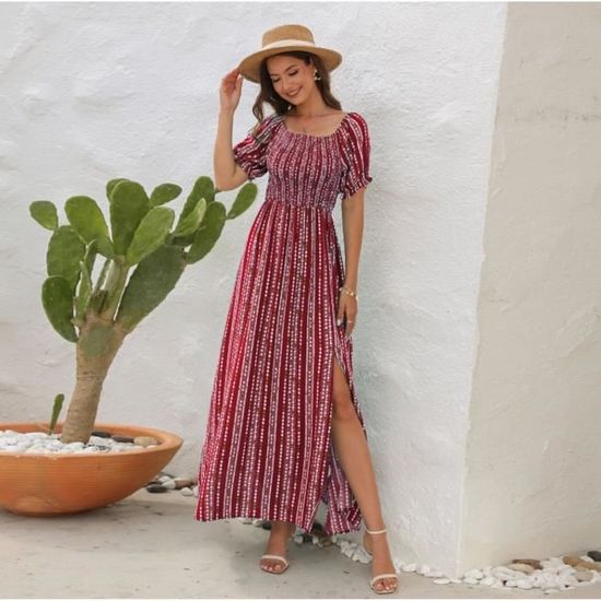 Robe D'été Décontractée Femme Taille Unique XXL - Rayée Blanc, Sans Manches, Neuf Sans étiquette