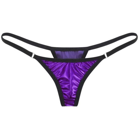 YOOJIA Mini String Ficelle Femme Métallique Brillant Micro String Sexy Bikini Tanga Thong TBack