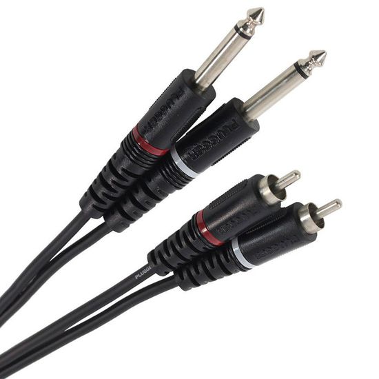 Câble Audio Jack Mono 6,35mm Coudé/droit - 6 Mètres - Tweed Tressé - Pour Guitare, Basse, Ampli - 10